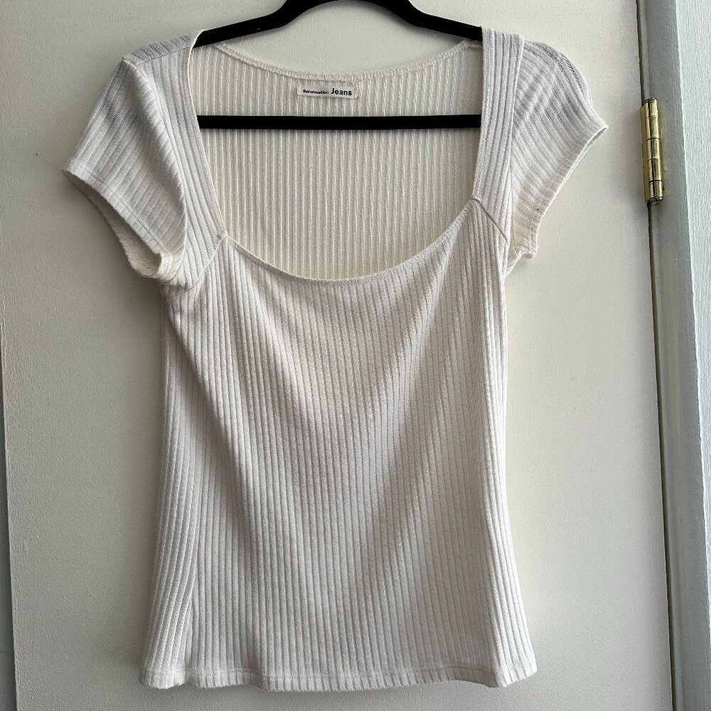 Reformation Bardot Top Size Medium in Cream